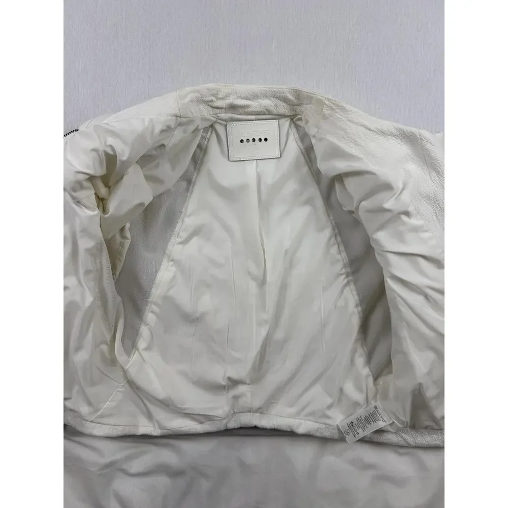BLANKNYC White So Icy Collarless Mesh Moto Jacket Panel Asymmetric Zip M